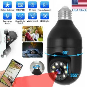 360° Light Bulb WiFi Camera Wireless Home Security Cam Waterproof IR Night Smart